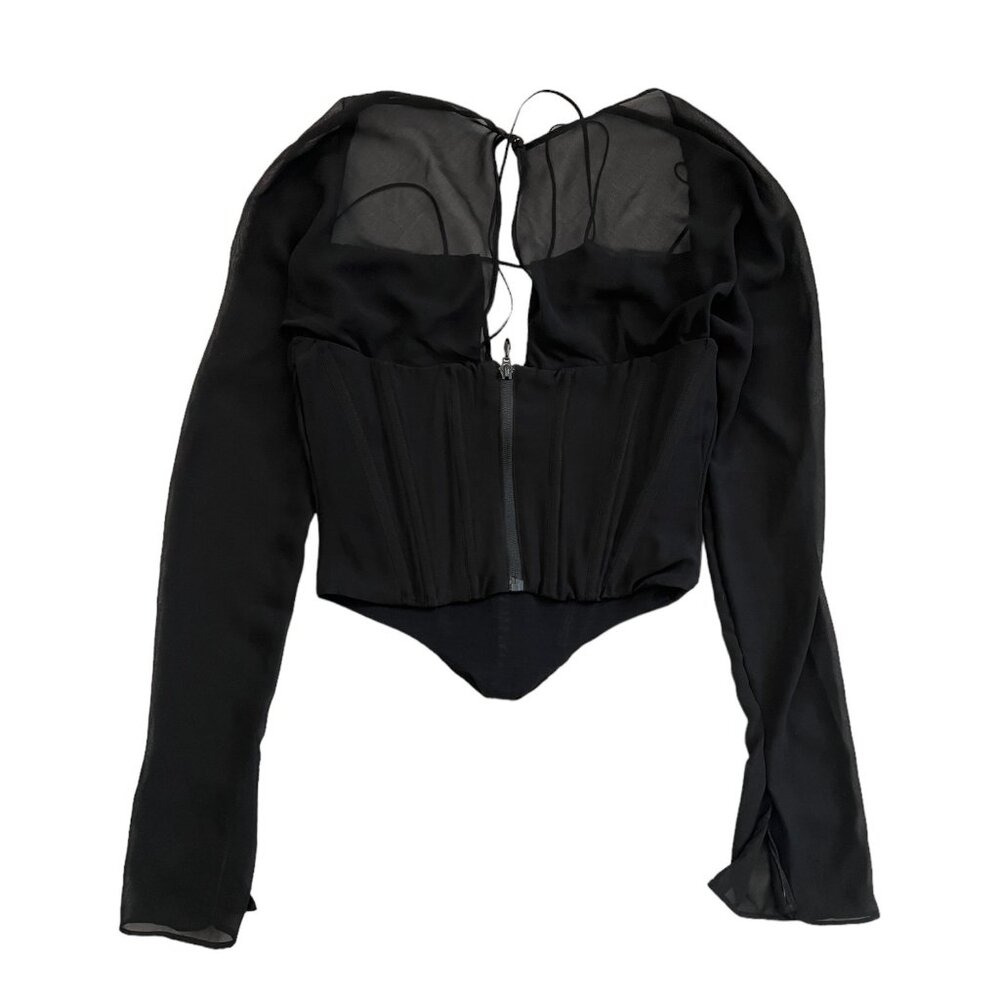 House of CB Black Sheer Sleeve Blouse - Picture 5 of 16